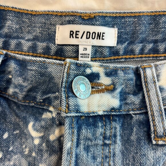 Re/Done Splash Denim 70's High Rise Shorts, Size 29 - Picture 4 of 7